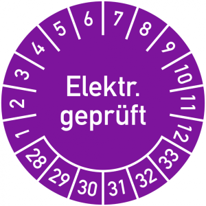 Dreifke&reg; Pr&uuml;fplakette Elektr. gepr&uuml;ft 2028-2033, Dokumentenfolie, &Oslash; 30 mm, 10...