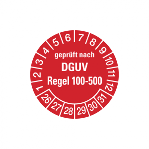 Dreifke&reg; Aufkleber Pr&uuml;fplakette, DGUV Regel 100-500, rot/wei&szlig;, Folie, &Oslash; 30 mm...