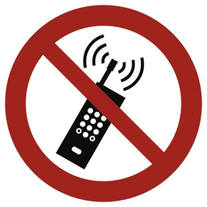Dreifke&reg; Aufkleber (Folie) "Eingeschaltete Mobiltelefone verboten", &Oslash;20cm, Fo...