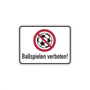 Dreifke&reg; Verbotsschild, Ballspielen verboten, 300x400mm, Alu glatt, Alu 2 mm ...