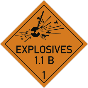 Gefahrzettel Klasse 1-Ukl. 1.1/B Text EXPLOSIVES,Papier,100x100mm,1000 St./Rolle