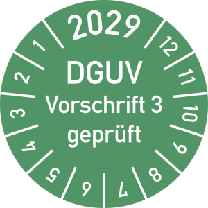 Dreifke&reg; Pr&uuml;fplakette 2029 DGUV Vorschrift 3 gepr&uuml;ft, Folie, &Oslash; 15 mm, 10 St&uuml;c...