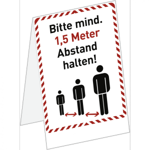 Dreifke&reg; Aufsteller "Bitte mind. 1,5 Meter Abstand halten!", Kunststoff, 330x...