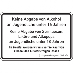 Dreifke&reg; Aushang, Keine Abgabe von Alkohol an Jugendliche - JuSchG | Alu gepr...