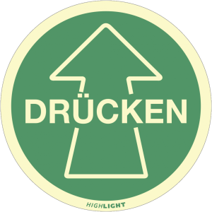 Dreifke&reg; Aufkleber Piktogramm Dr&uuml;cken mit Pfeil, Folie, langnachleuchtend, &Oslash; ...