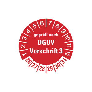 Dreifke&reg; Aufkleber Pr&uuml;fplakette, gepr&uuml;ft nach DGUV Vorschrift 3, rot/wei&szlig;, &Oslash; ...