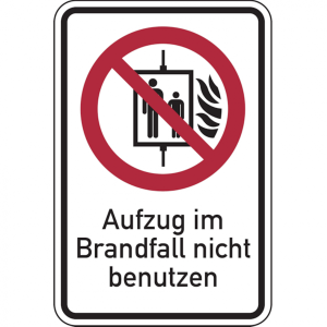 Dreifke&reg; Verbotsschild, Kombischild, Aufzug im Brandfall nicht benutzen | Fol...
