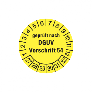 Dreifke&reg; Aufkleber Pr&uuml;fplakette, gepr&uuml;ft nach DGUV Vorschrift 54, gelb/schwar...