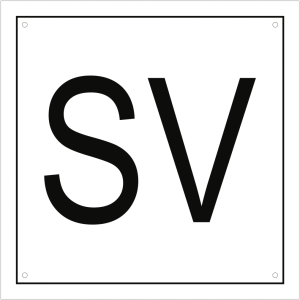 Sicherheitsventil-Kennzeichen SV, verzinkter Stahl, 250x250 mm