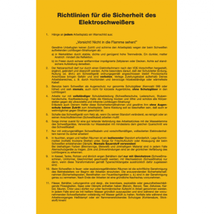 Dreifke&reg; Aushang, Richtlinien f&uuml;r die Sicherheit des Elektroschwei&szlig;ers | Alu ...