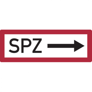 Dreifke&reg; Feuerwehrschild, SPZ (Sprinklerzentrale) mit Pfeil nach rechts - DIN...