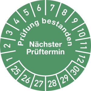 Dreifke&reg; Pr&uuml;fplakette Pr&uuml;fung bestanden... 2025 - 2030, Folie, &Oslash; 30 mm, 10 St...