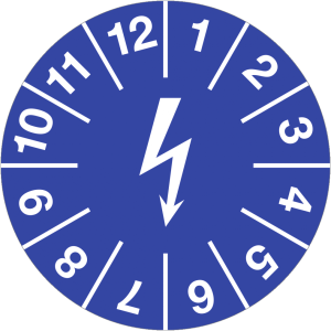 Dreifke&reg; Aufkleber Pr&uuml;fplakette f. elektr. Einrichtungen,Folie,blau,&Oslash; 15 mm,5...