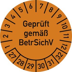 Dreifke&reg; Pr&uuml;fplakette Gepr&uuml;ft gem&auml;&szlig; BetrSichV,2027-2032,Dokumentenfolie,&Oslash;25 m...