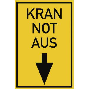 Dreifke&reg; Schild KRAN NOT AUS, Alu, 200x300 mm