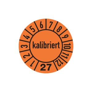 Dreifke&reg; Aufkleber Jahrespr&uuml;fplakette, kalibriert, orange/schwarz, Folie, &Oslash; 1...
