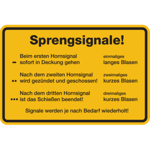 Dreifke&reg; Hinweisschild, Sprengsignale! | Alu gepr&auml;gt | 300x200 mm, 1 Stk