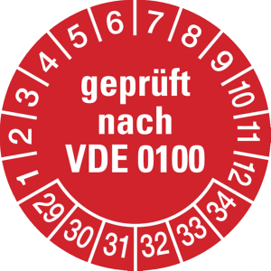 Dreifke&reg; Etikett gepr&uuml;ft nach VDE 0100 ab 29 rot/wei&szlig; - 30 mm Folie selbstkle...
