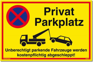 Dreifke&reg; Schild Privatparkplatz | Schild mit UV-Schutz 300x200mm gelb PVC