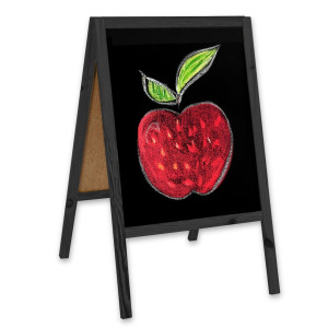 Dreifke&reg; Kreidetafel Aufsteller, schwarz | 60 x 95cm | Kundenstopper mit Holz...