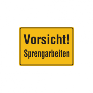 Dreifke&reg; Hinweisschild, Vorsicht! Sprengarbeiten, 250x350mm, Alu gepr&auml;gt, Alu...