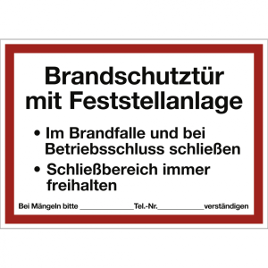 Dreifke&reg; Aufkleber Brandschutzt&uuml;r mit Feststellanlage..., Folie, 297x210 mm