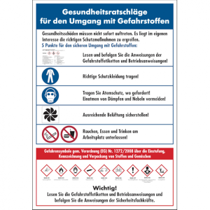 Dreifke&reg; Aushang, Gesundheitsratschl&auml;ge f&uuml;r den Umgang mit Gefahrstoffen - GH...