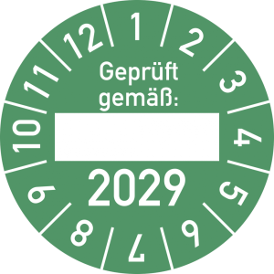 Dreifke&reg; Pr&uuml;fplakette Gepr&uuml;ft gem&auml;&szlig;: 2029, Folie, &Oslash; 30 mm, 10 St&uuml;ck/Bogen