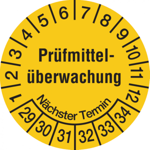 Dreifke&reg; Pr&uuml;fplakette, Pr&uuml;fmittel&uuml;berwachung N&auml;chster Termin, ge - 20 mm Foli...