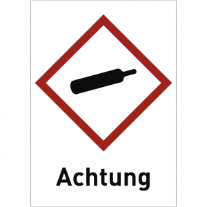 Dreifke&reg; Aufkleber Gas unter Druck (GHS 04) Achtung, Folie, 105x148 mm