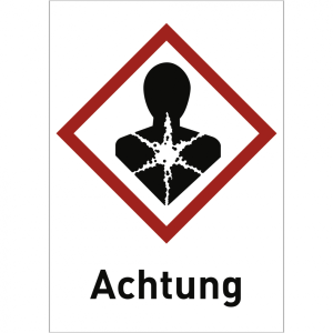 Dreifke&reg; Aufkleber Ernste Gesundheitsgefahr (GHS 08) Achtung, Folie, 26x37 mm...