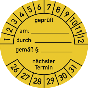 Dreifke&reg; Pr&uuml;fplakette gepr&uuml;ft am: durch:... 2026 - 2031, Folie, &Oslash; 40 mm, 10 S...