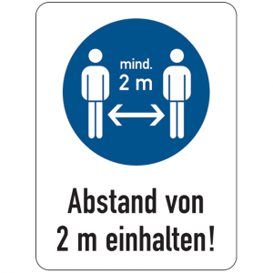 Dreifke&reg; Aufkleber Kombischild, Abstand von 2 m einhalten!, Folie | 150x200 m...