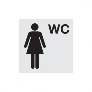 Dreifke&reg; WC-Schild, Damen, Piktogramm, 60 x 60 mm, Alu glatt 1 Stk.