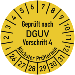 Dreifke&reg; Pr&uuml;fplakette Gepr&uuml;ft nach DGUV Vorschrift 4, N&auml;chster Pr&uuml;ftermin, 20...