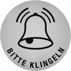 Dreifke&reg; Aufkleber - Piktogramm Bitte klingeln, Edelstahl, selbstklebend, &Oslash; 5...