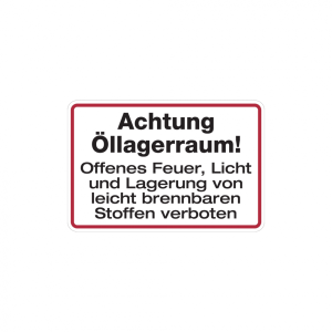 Dreifke&reg; Hinweisschild, Achtung &Ouml;llagerraum!, 200 x 300 mm, Aluminium, Alu ge...