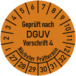 Dreifke&reg; Pr&uuml;fplakette Gepr&uuml;ft nach DGUV Vorschrift 4, N&auml;chster Pr&uuml;ftermin, 20...