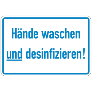 Dreifke&reg; Hinweisschild, H&auml;nde waschen und desinfizieren, 200 x 300 mm, Folie ...