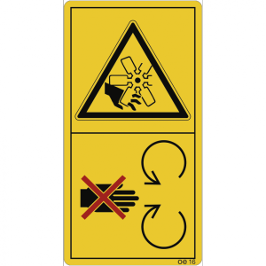 Dreifke&reg; Aufkleber W&auml;hrend des Betriebes Schutzeinrichtungen ..., Folie, 88x1...