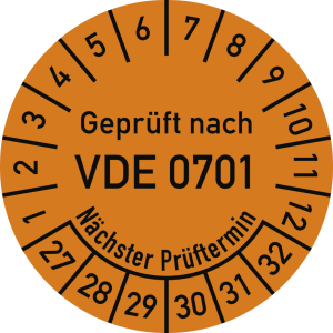 Dreifke&reg; Pr&uuml;fplakette VDE 0701 N&auml;chster Pr&uuml;ft., 2027-2032, Dokumentenf., &Oslash;30m...