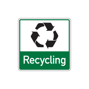 Dreifke&reg; Aufkleber Abfallkennzeichen, Recycling, gr&uuml;n, 100 x 100 mm, Folie, F...