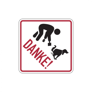 Dreifke&reg; Hinweisschild, Piktogramm Hundekot aufsammeln, Danke, 200x200 mm, Al...