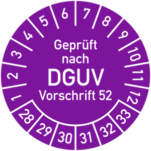 Dreifke&reg; Pr&uuml;fplakette Gepr&uuml;ft nach DGUV Vorschrift 52, 2028-2033, Polyesterfo...