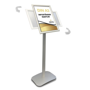 Dreifke&reg; Infost&auml;nder Rantum A3 silber | drehbar im Hoch &ndash; und Querformat | Al...