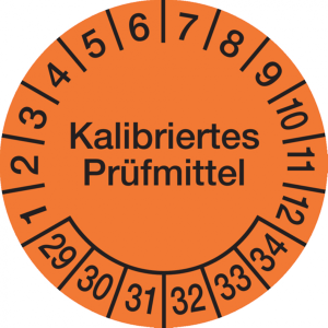 Dreifke&reg; Pr&uuml;fplakette, Kalibriertes Pr&uuml;fmittel, Orange/Schwarz, - 30 mm Folie...