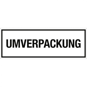 Dreifke&reg; Aufkleber Gefahrzettel Text UMVERPACKUNG, Folie, 148x52 mm, 500 St&uuml;c...