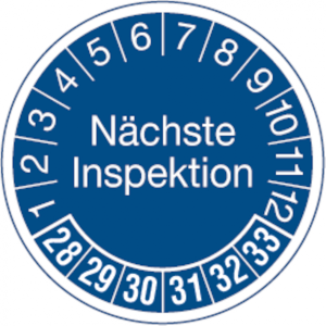 Dreifke&reg; Pr&uuml;fplakette N&auml;chste Inspektion ab 28 blau/wei&szlig; - 30 mm Folie selbst...