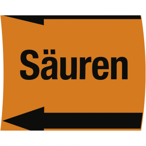 Aufkleber Band f&uuml;r Rohre &uuml;ber &Oslash; 50 mm, Gruppe 6 S&auml;uren, Folie, 76 mm x 33 m