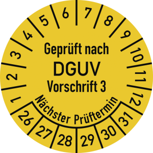 Dreifke&reg; Pr&uuml;fplakette Gepr. n. DGUV Vorsch.3, 2026-2035,Dokumentenfolie, &Oslash; 20...
